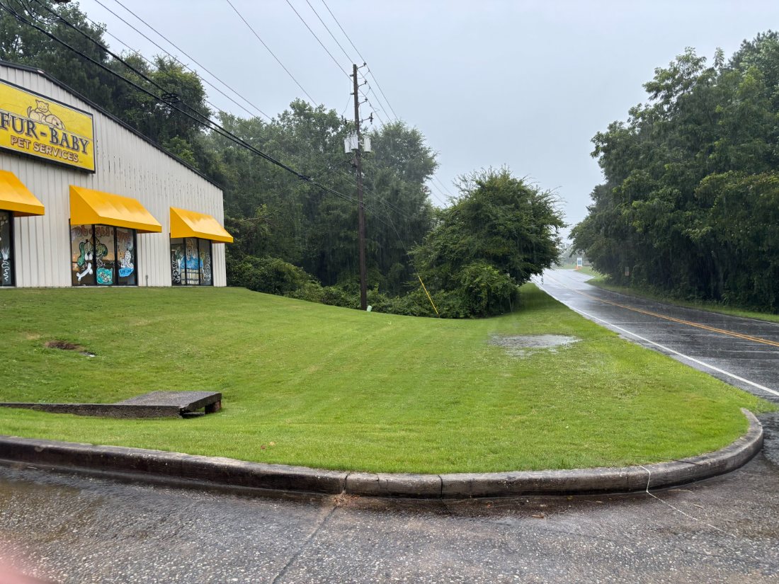 Commercial corner property, lawn and beds maintained